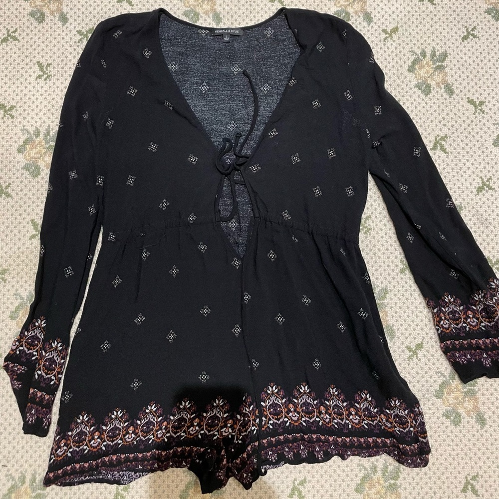 Pacsun Kendall and Kylie collection black print long sleeve romper